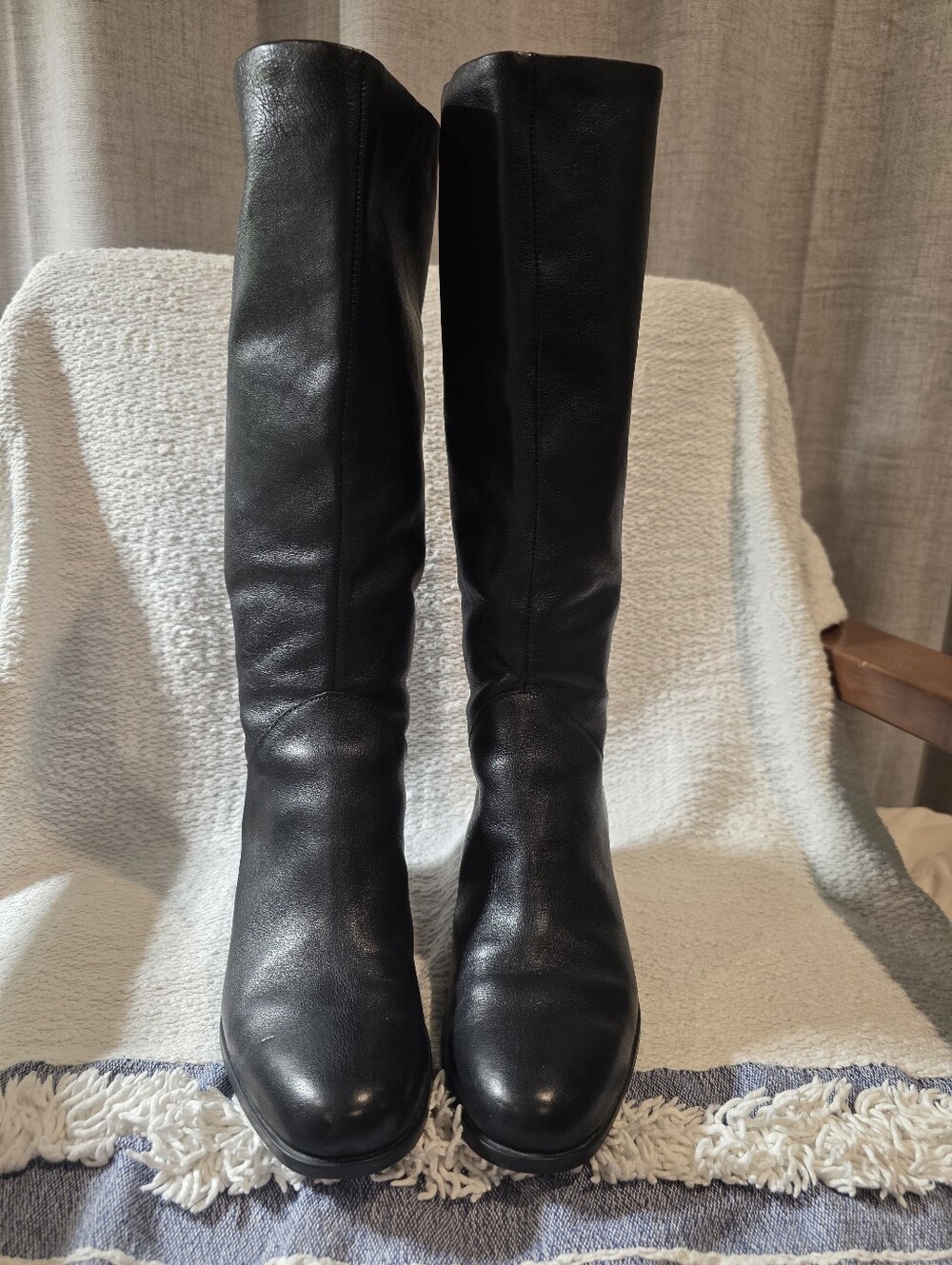Sam Edelman Black Leather Knee-High Women's Boots - Picture 15 of 16